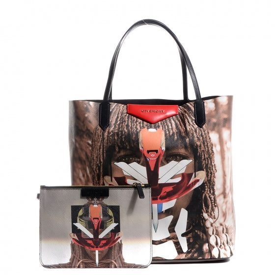 Givenchy Textured Coated Canvas Tribal Girl Print Medium Antigona Tote Multicolor 3 of 9