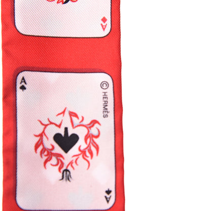 Hermes Silk Jeu de Cartes Twilly Rouge Black Ardoise 4 of 5