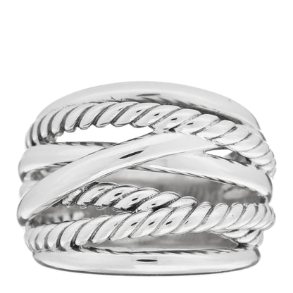 David Yurman Sterling Silver 17mm Crossover Cable Ring 51 5.75 1 of 5