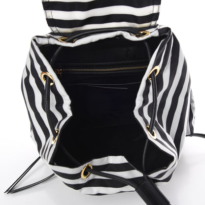 Burberry Nylon Striped Medium Rucksack Backpack Black White 7 of 8