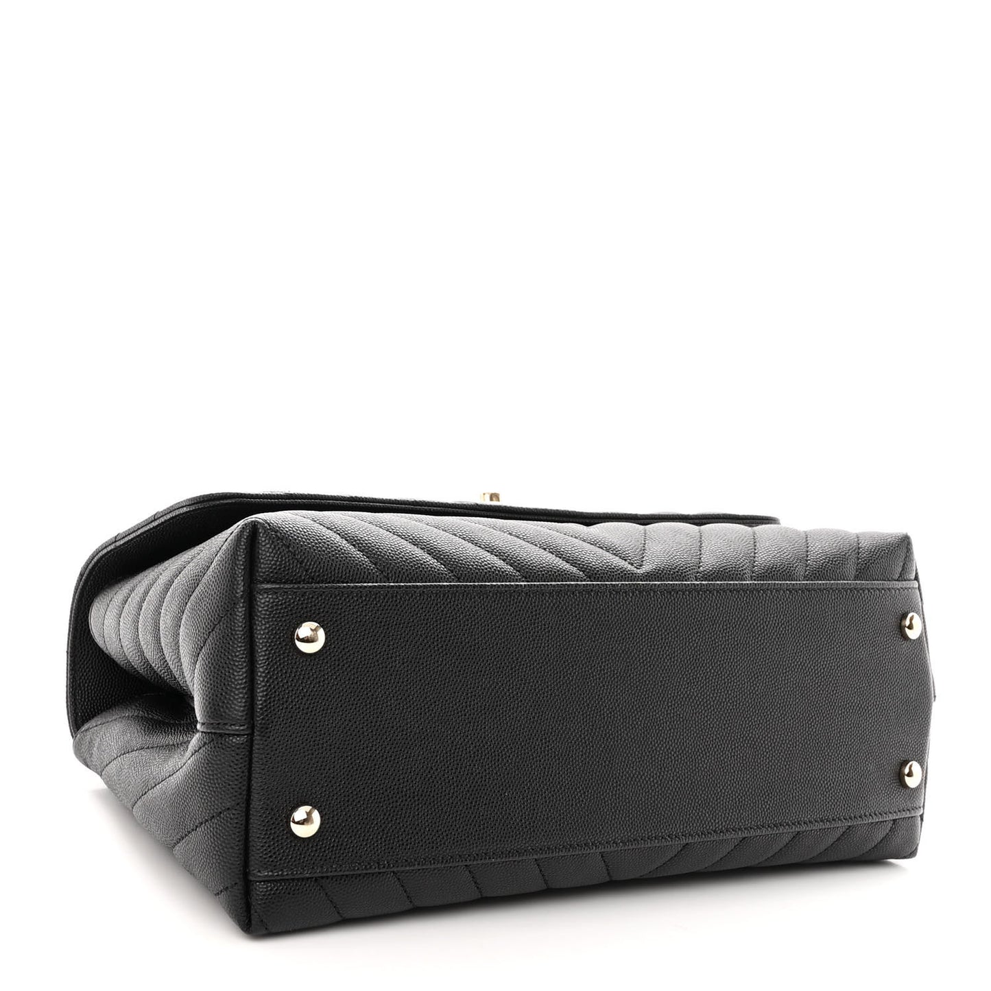 Caviar Lizard Embossed Quilted Chevron Small Coco Handle Flap Black