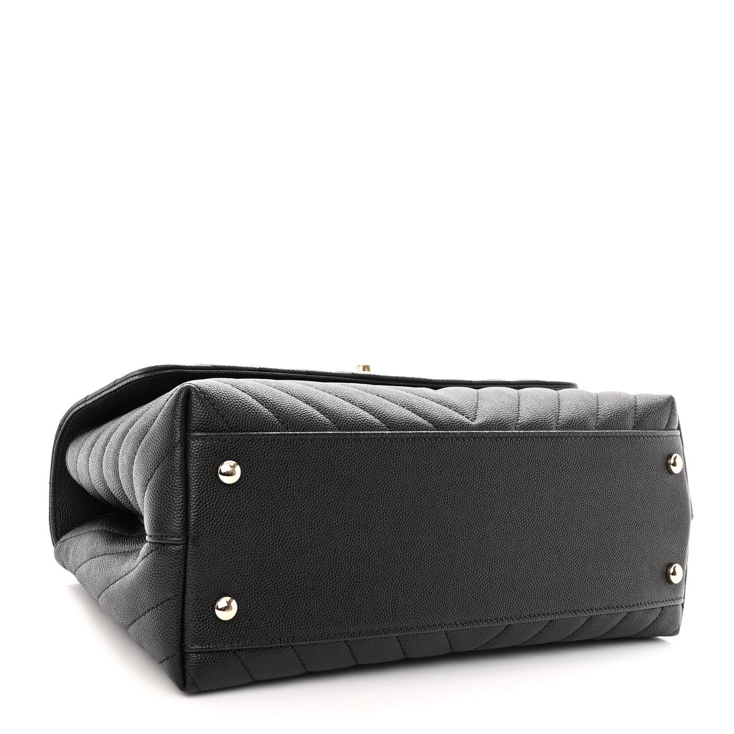 Chanel Caviar Lizard Embossed Quilted Chevron Small Coco Handle Flap Black 4 of 10