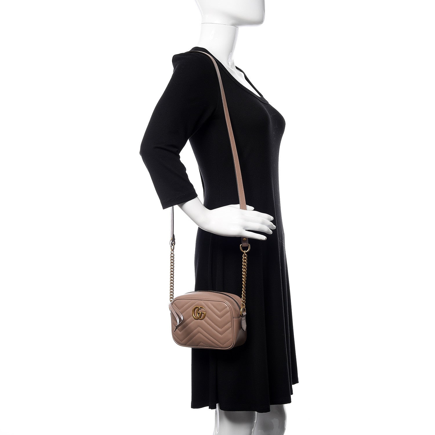 Gucci Calfskin Matelasse Mini GG Marmont Chain Shoulder Bag Porcelain Rose 2 of 10