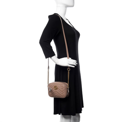 Gucci Calfskin Matelasse Mini GG Marmont Chain Shoulder Bag Porcelain Rose 2 of 10
