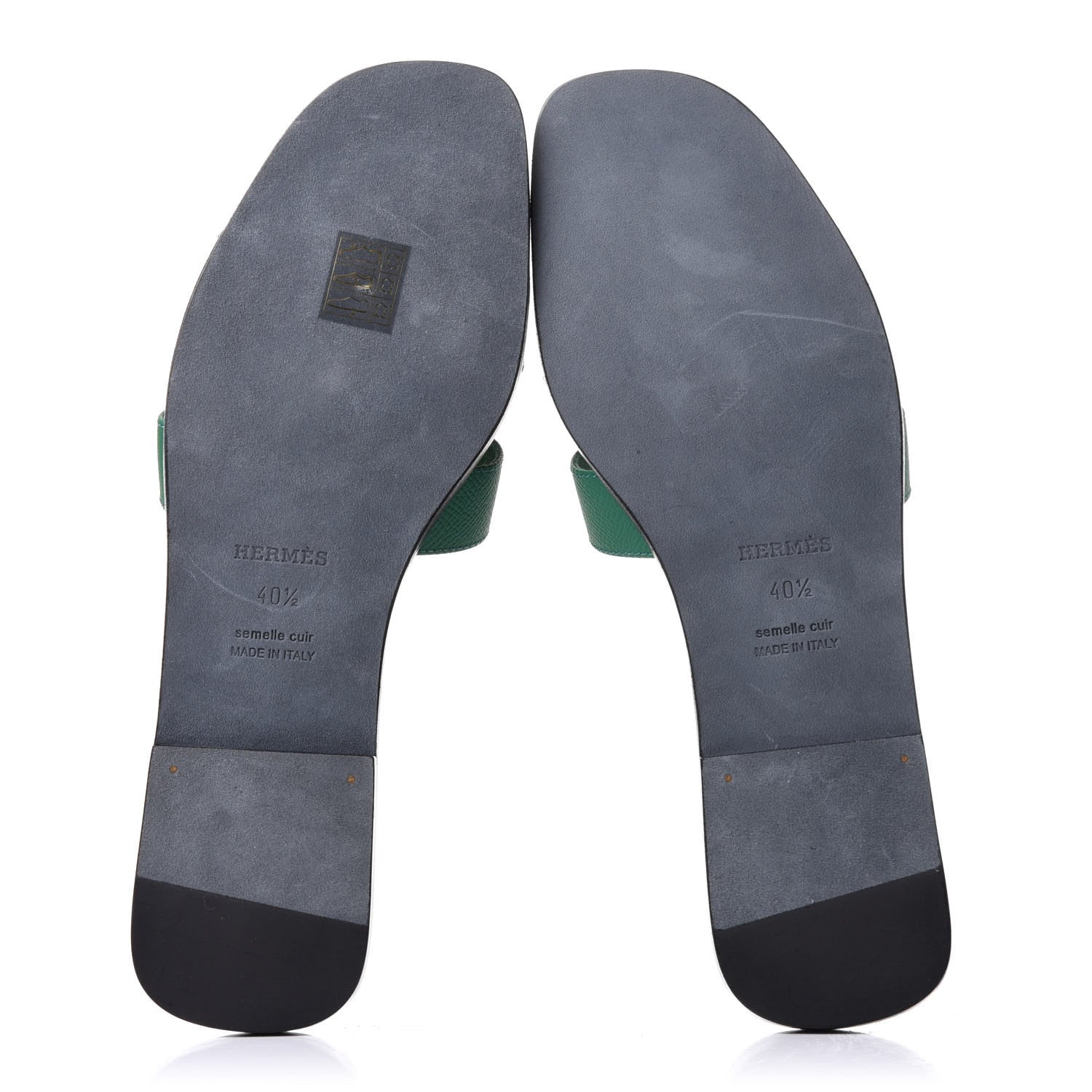 Hermes Epsom Oran Sandals 40.5 Vert Emeraude 5 of 9