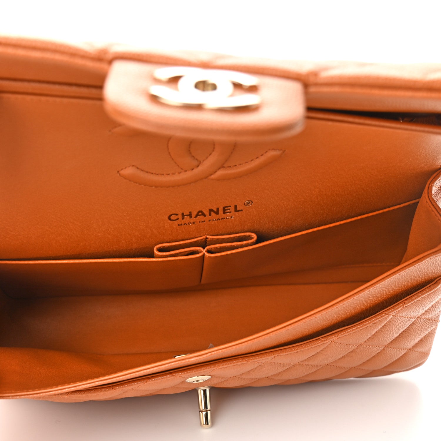Chanel Caviar Quilted Medium Double Flap Light Brown 5 of 10