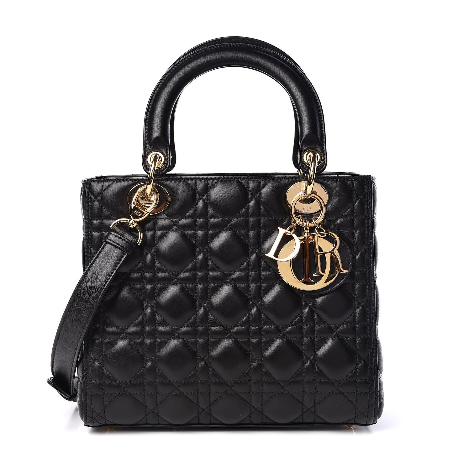 Lambskin Cannage Medium Lady Dior Black