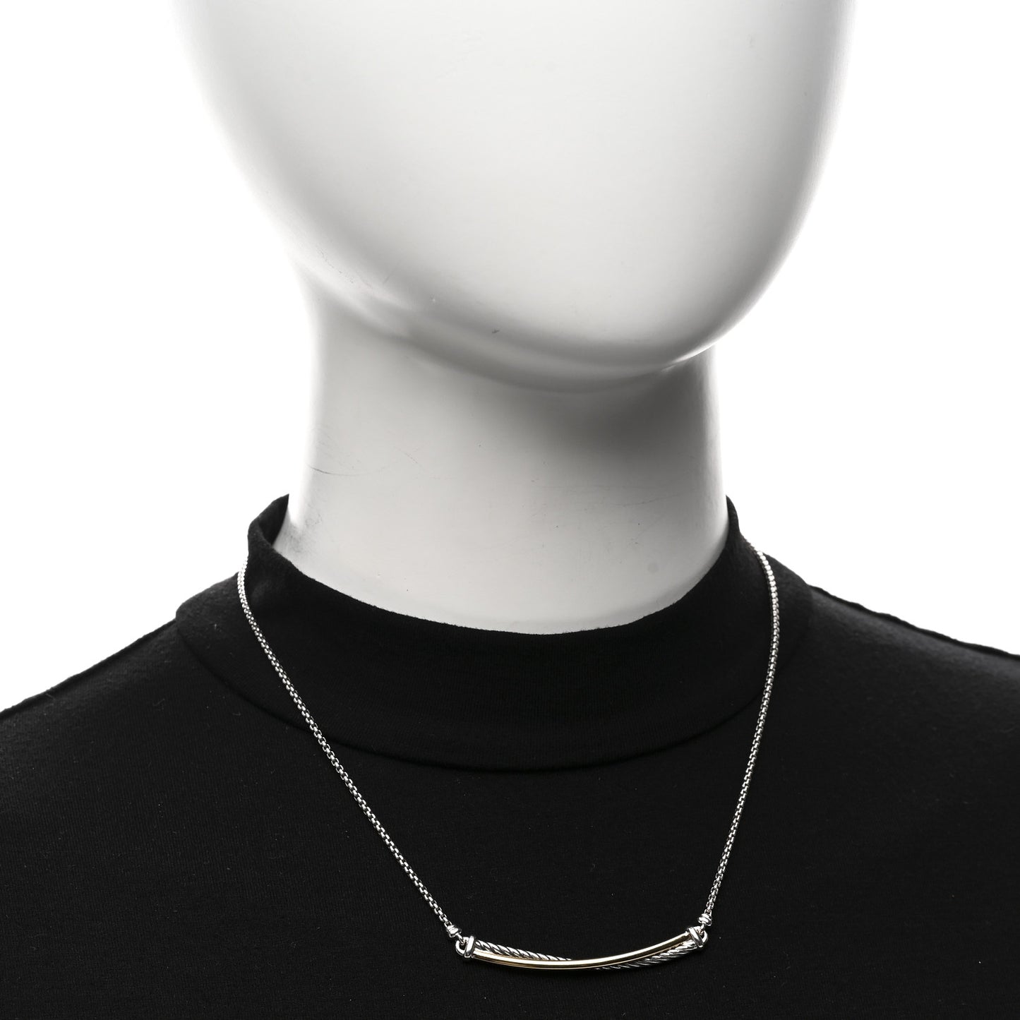 Sterling Silver 18K Yellow Gold Crossover Bar Pendant Necklace