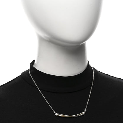 David Yurman Sterling Silver 18K Yellow Gold Crossover Bar Pendant Necklace 2 of 4