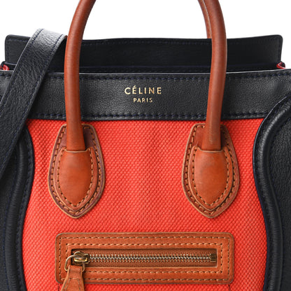 Celine Calfskin Linen Nano Tri-Color Luggage Poppy 10 of 11
