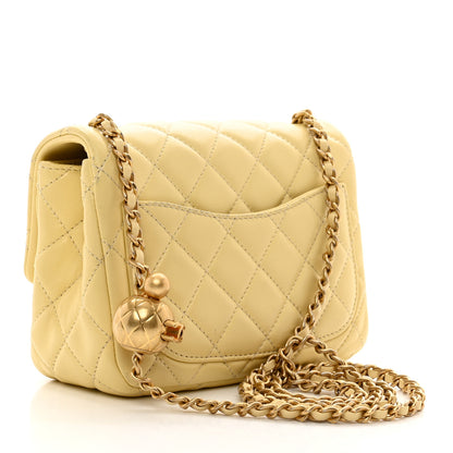 Chanel Lambskin Quilted Mini Pearl Crush Flap Yellow 3 of 12