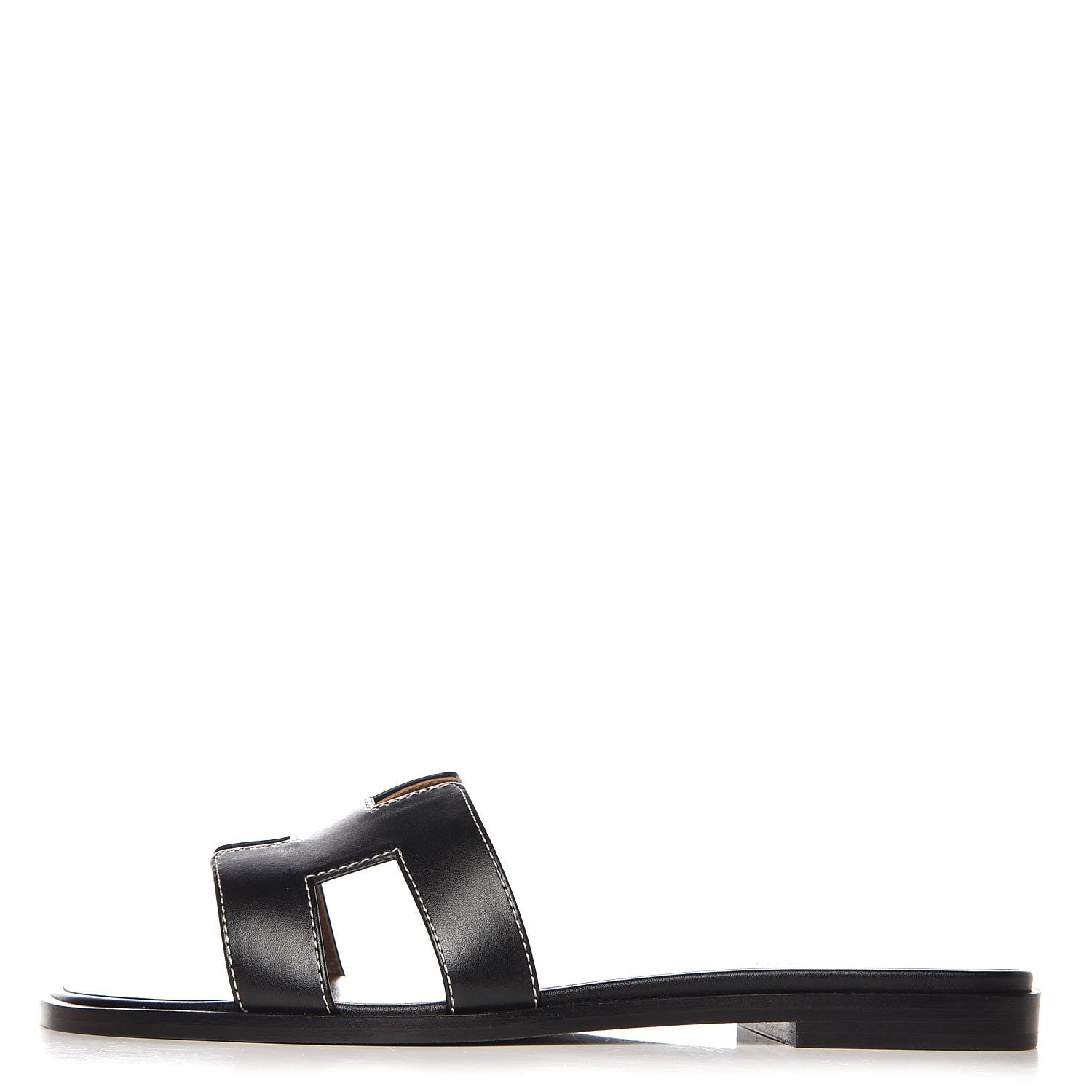 Hermes Box Calfskin Oran Sandals 36.5 Black 1 of 11