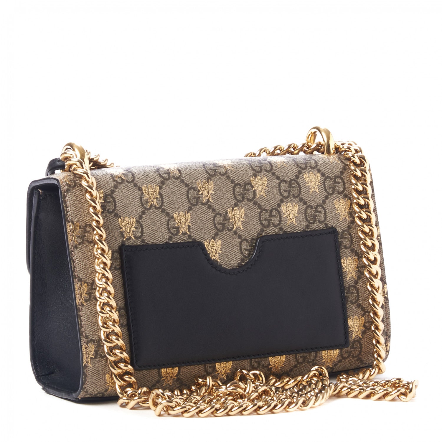 Gucci GG Supreme Monogram Bees Small Padlock Shoulder Bag Black 3 of 10