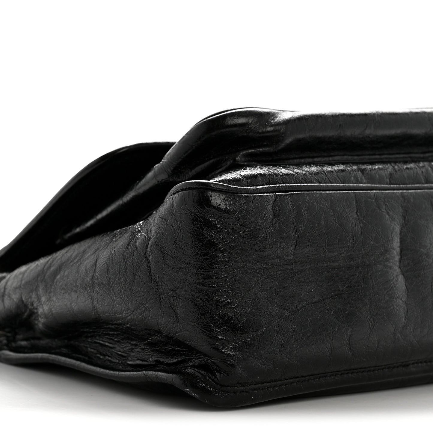 Crinkled Calfskin Monogram Medium Niki Chain Satchel Black