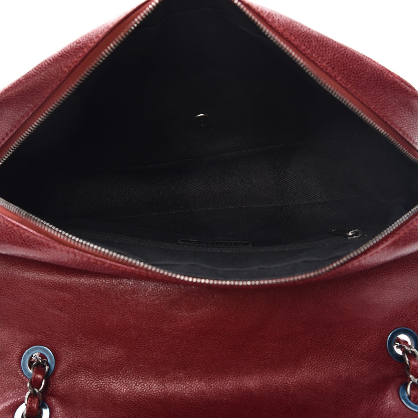 Iridescent Caviar Quilted Large Chic Flap Red