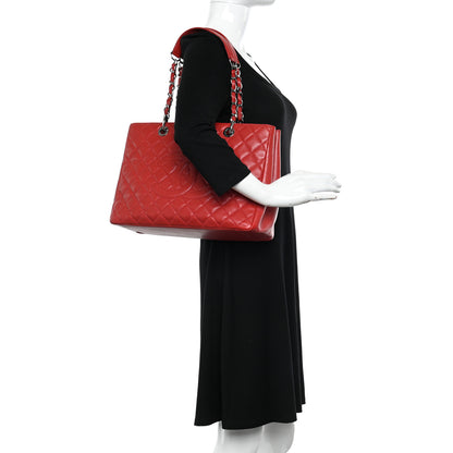 Chanel Caviar Quilted Grand Shopping Tote GST Red 2 of 10