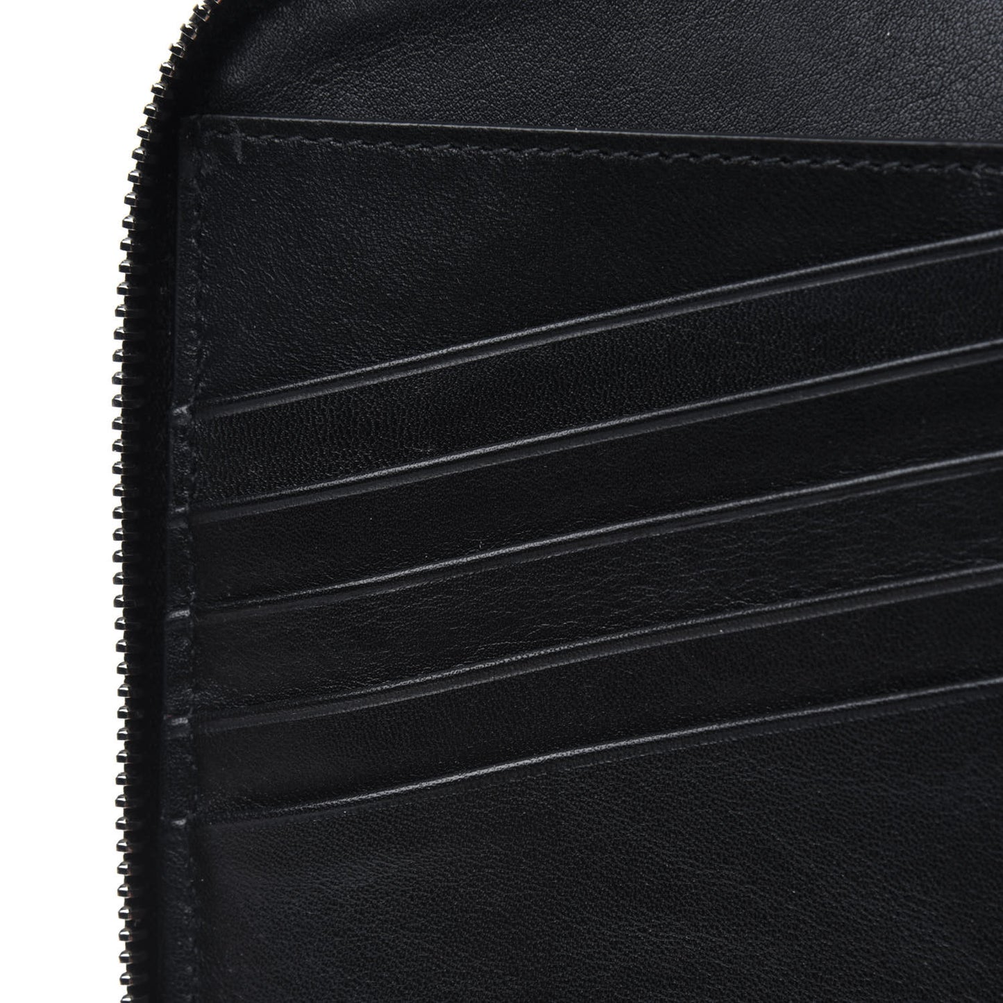 Metallic Crinkled Calfskin Zip Compact Wallet Silver