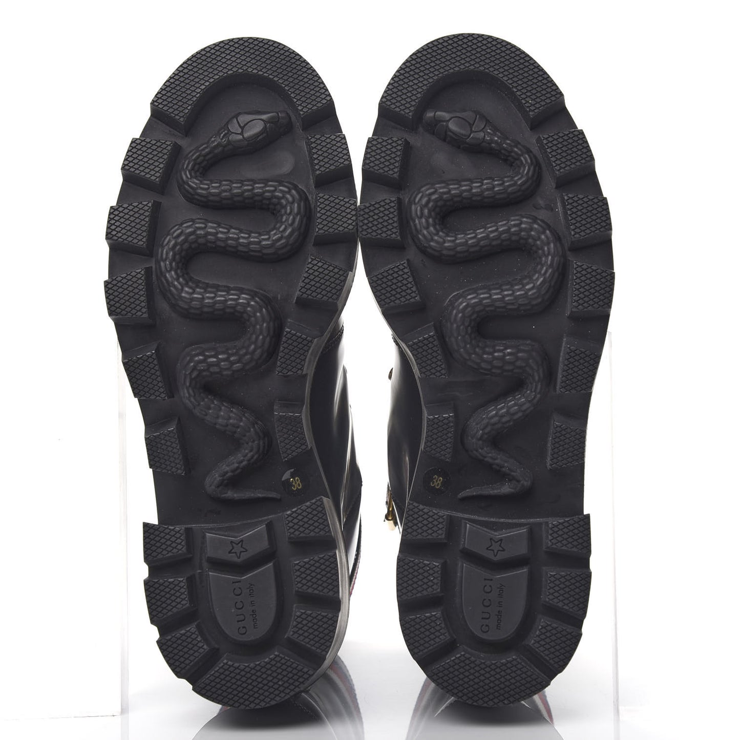 Calfskin Sylvie Web Lace Up Combat Boots 38 Black