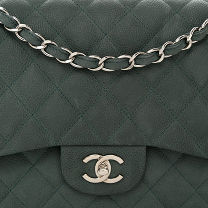 Chanel Iridescent Caviar Quilted Jumbo Double Flap Green 8 of 13