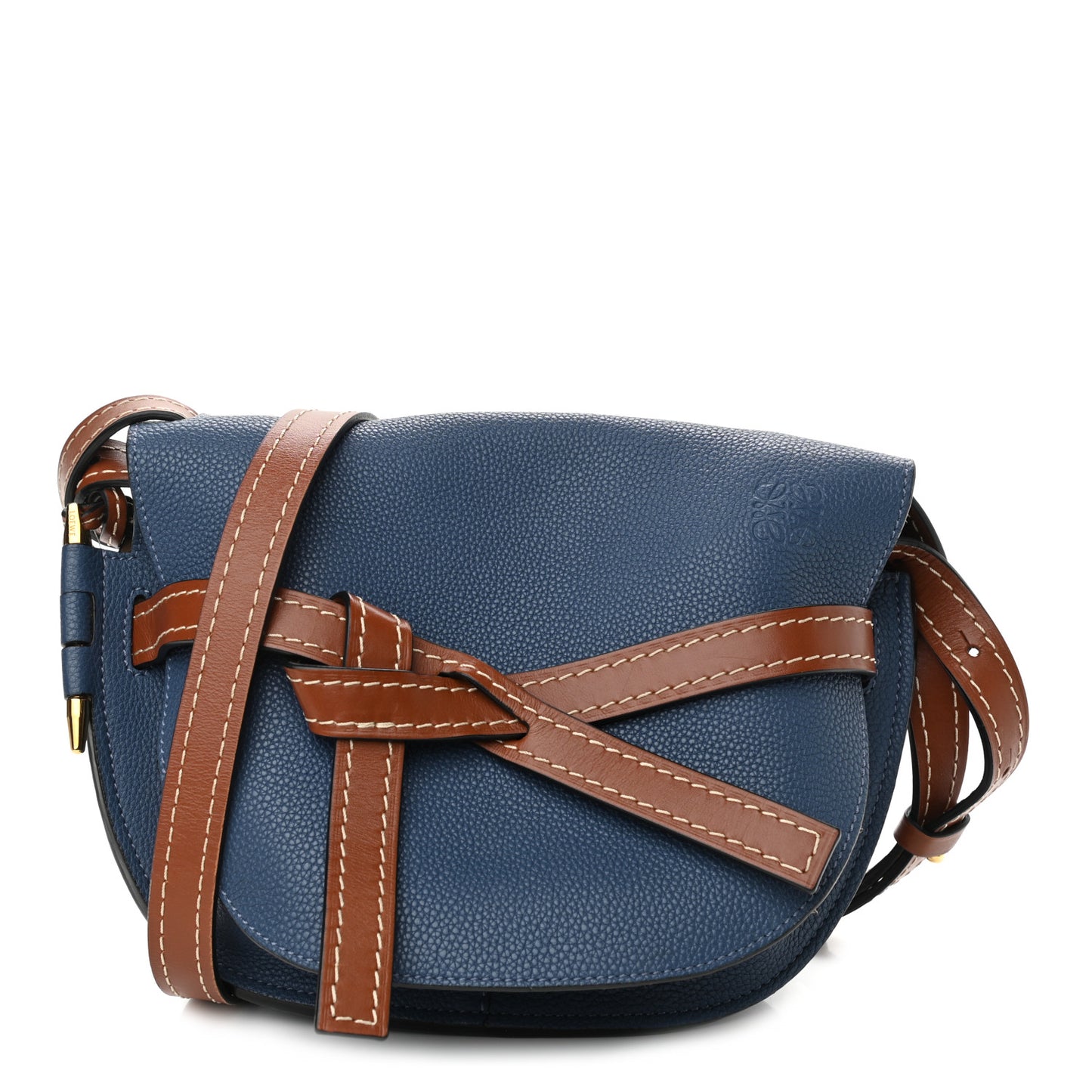 Grained Calfskin Small Gate Crossbody Bag Varsity Pecan