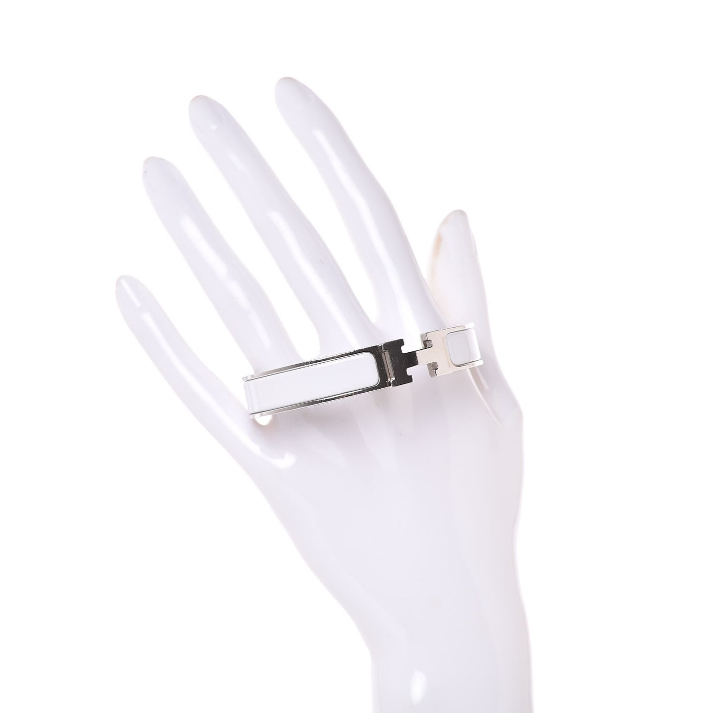 Enamel Narrow Clic Clac H Bracelet GM White