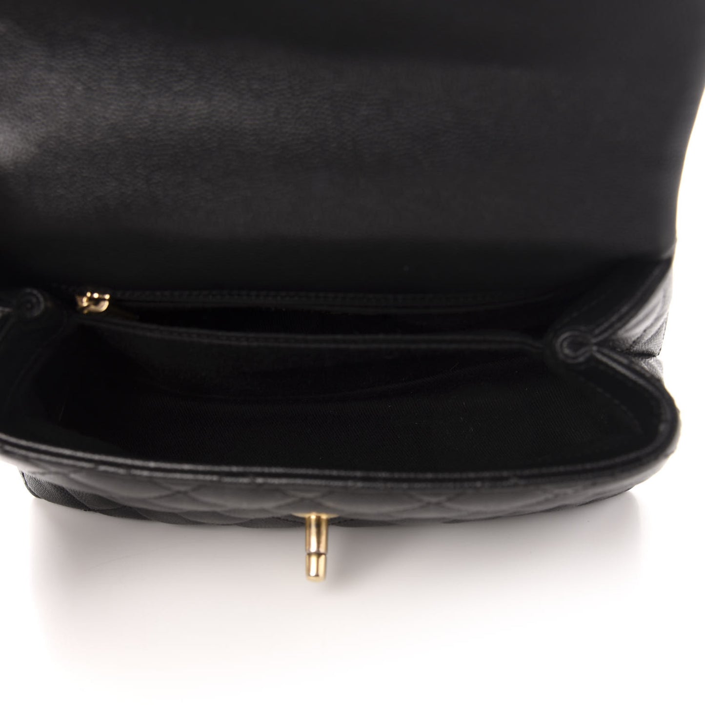 Caviar Lizard Embossed Quilted Mini Coco Handle Flap Black