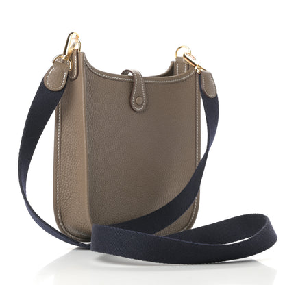 Hermes Taurillon Clemence Amazone Evelyne TPM Etoupe Bleu Indigo 3 of 12