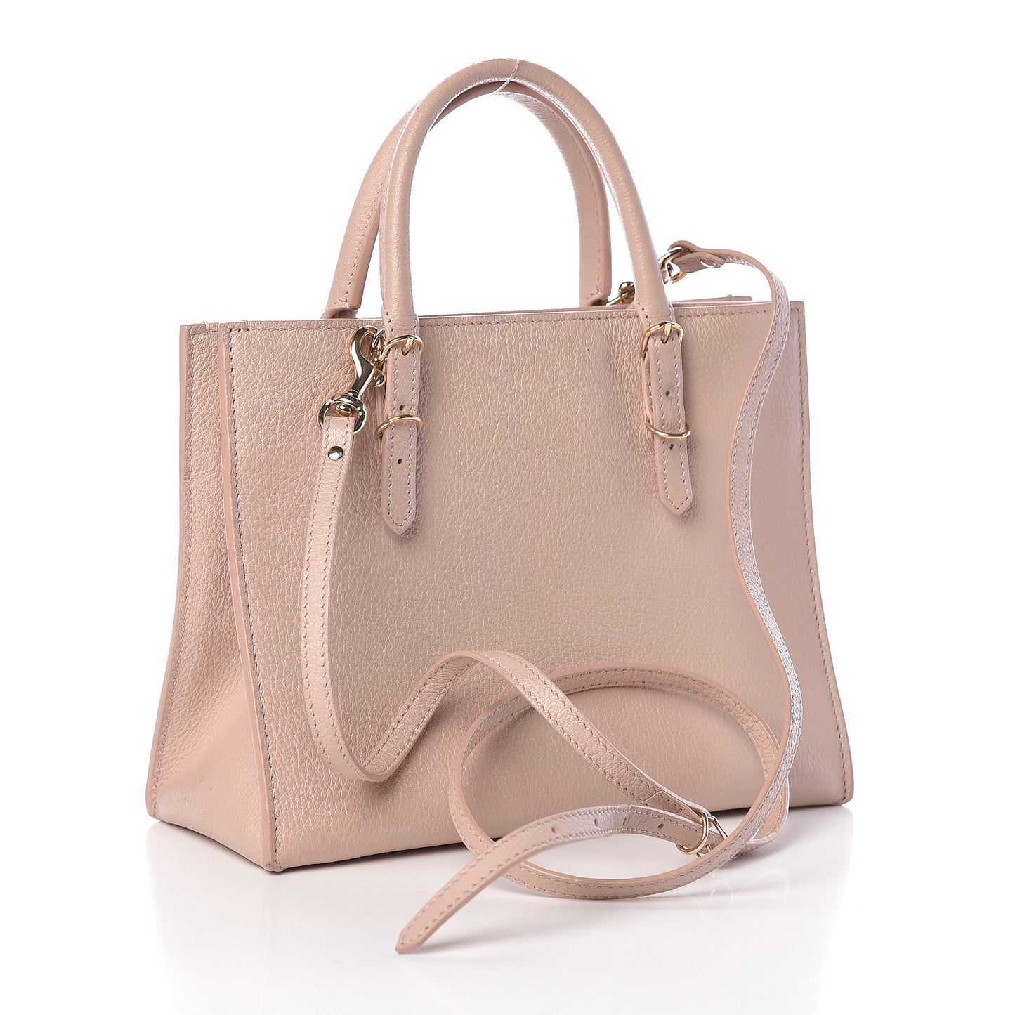 Grained Calfskin Gold Metallic Edge Hardware Papier Mini A4 Tote Rose Des Sables