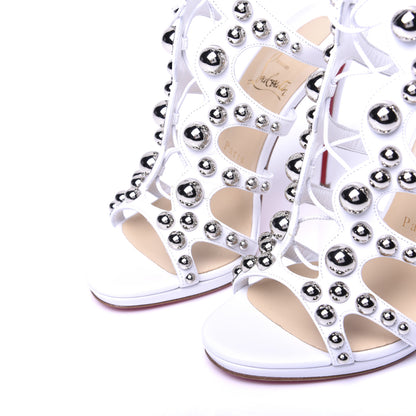 Christian Louboutin Kid Amazoubille 120 Studded Gladiator Sandals 37.5 Latte Silver 5 of 18