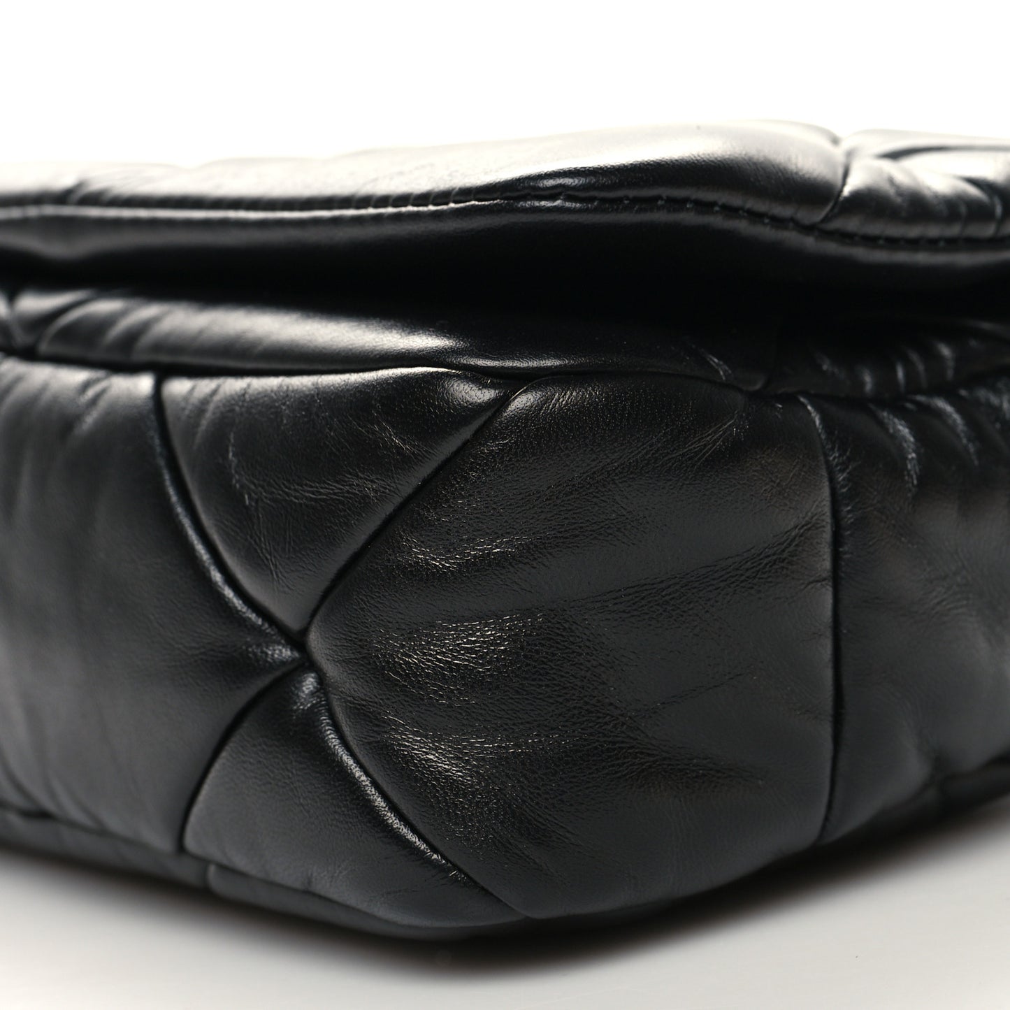 Nappa Metal Quilted Small Patchwork System Flap Bag Black