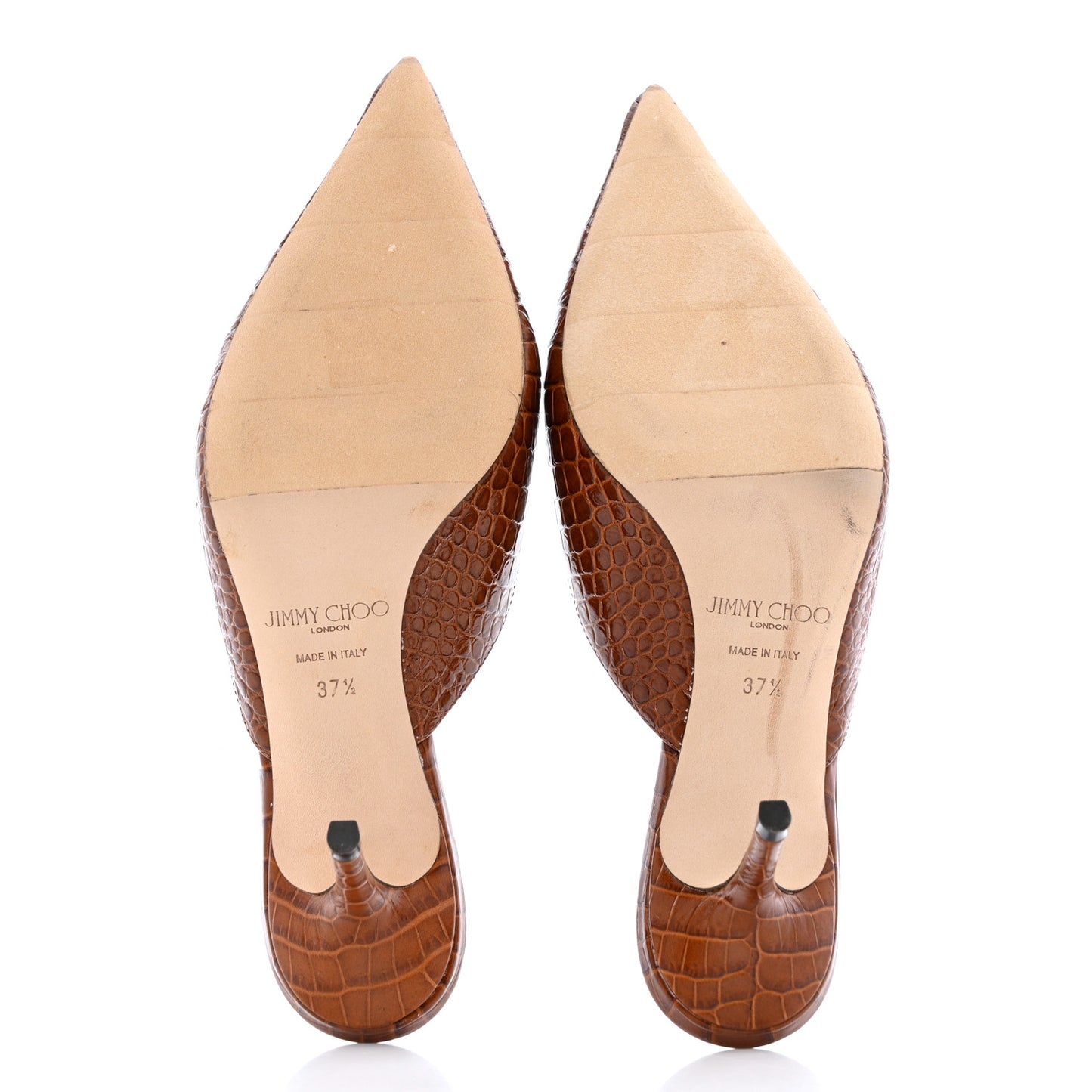 Calfskin Crocodile Embossed Rav 65 Mule Pumps 37.5 Cuoio