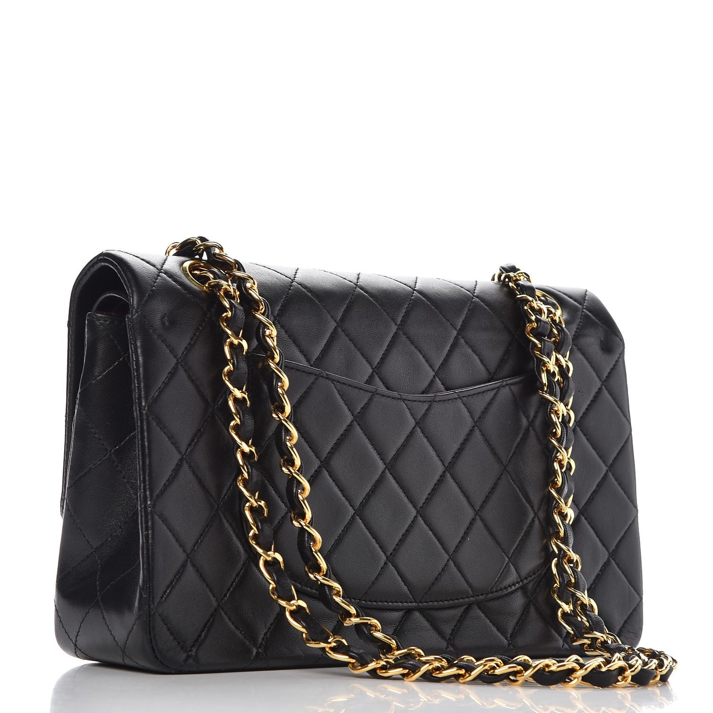 Lambskin Quilted Medium Double Flap Black