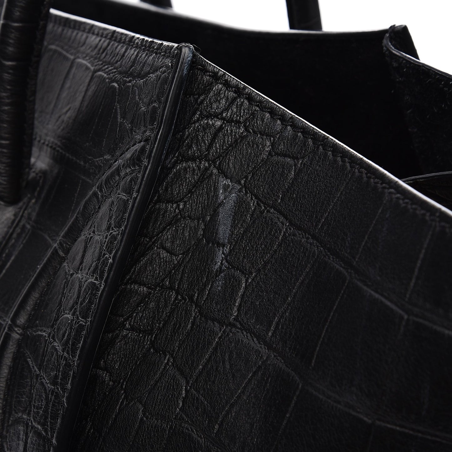 Crocodile Embossed Calfskin Medium Phantom Luggage Black