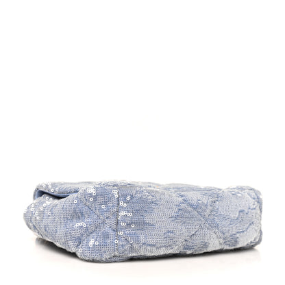 Chanel Sequin Quilted Medium Chanel 19 Flap Light Blue 4 of 10