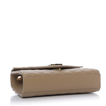 Saint Laurent Grain De Poudre Textured Mixed Matelasse Triquilt Small Monogram Satchel Dark Beige 4 of 8