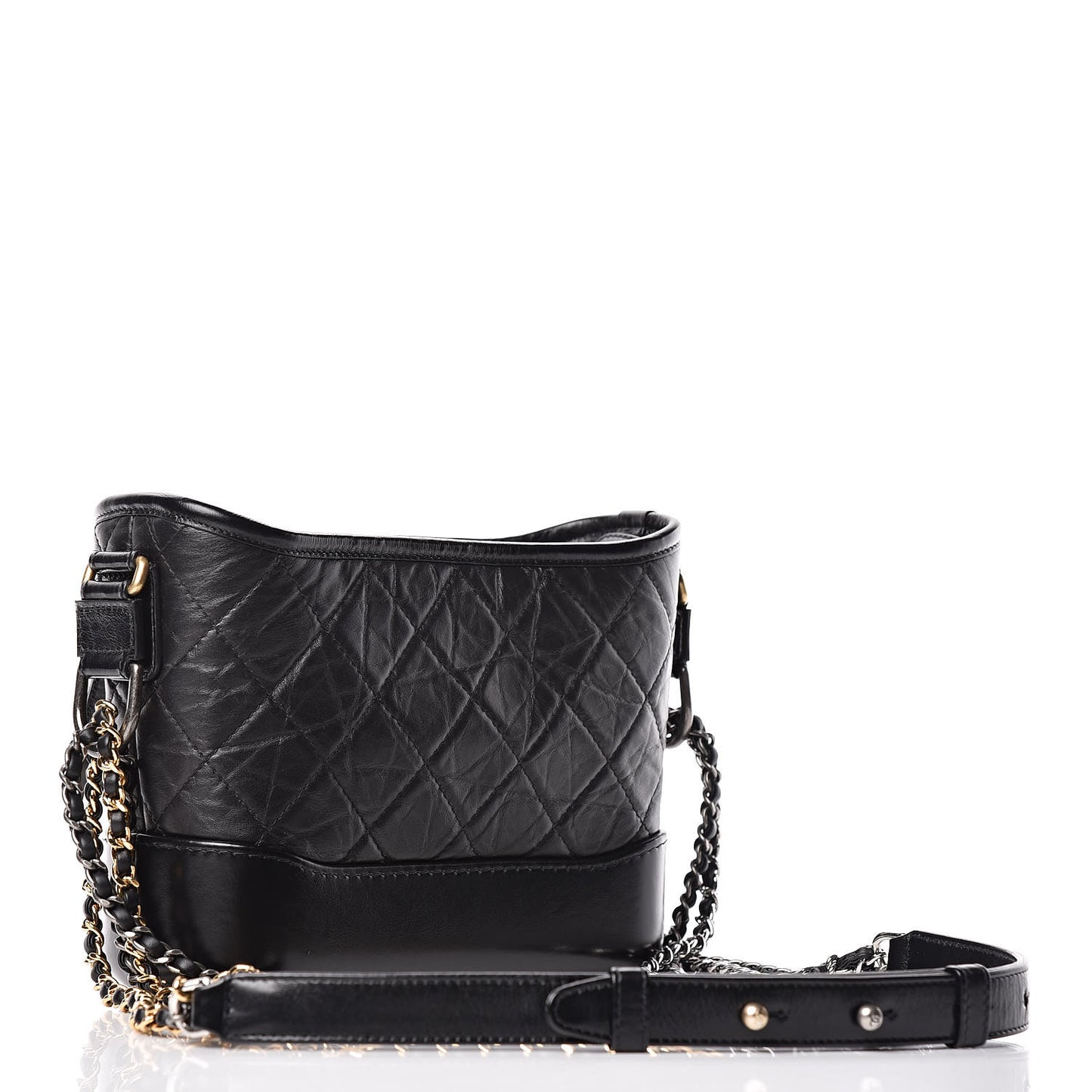 Aged Calfskin Quilted Small Gabrielle Hobo Black