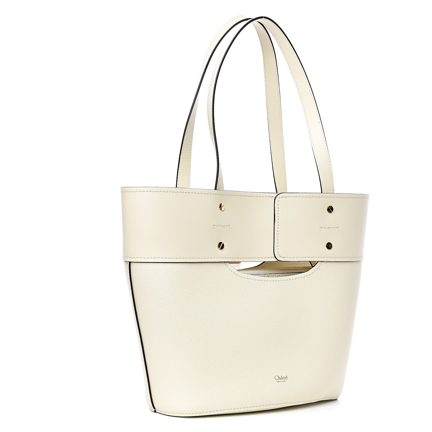 Chloe Smooth Grained Calfskin Small Aby Tote White 3 of 8