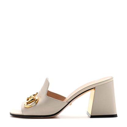 Gucci Nappa Horsebit 75mm Slide Sandals 37.5 Mystic White 1 of 11
