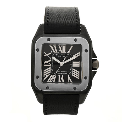 Cartier ADLC Titanium Nylon 38mm Santos 100 Chronograph Automatic Watch Black 1 of 5