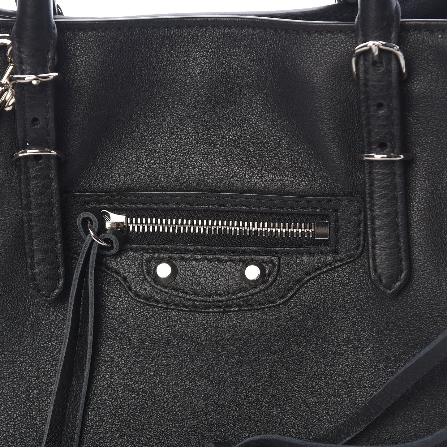 Calfskin Papier Mini A4 Zip Around Tote Black