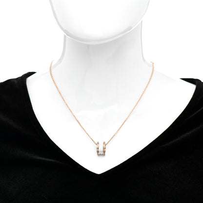 Bulgari 18K Rose Gold White Ceramic Diamond B.Zero1 Pendant Necklace 2 of 5