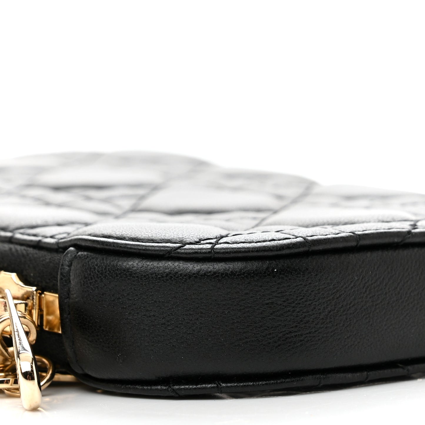 Lambskin Cannage Lady Dior Phone Holder Black