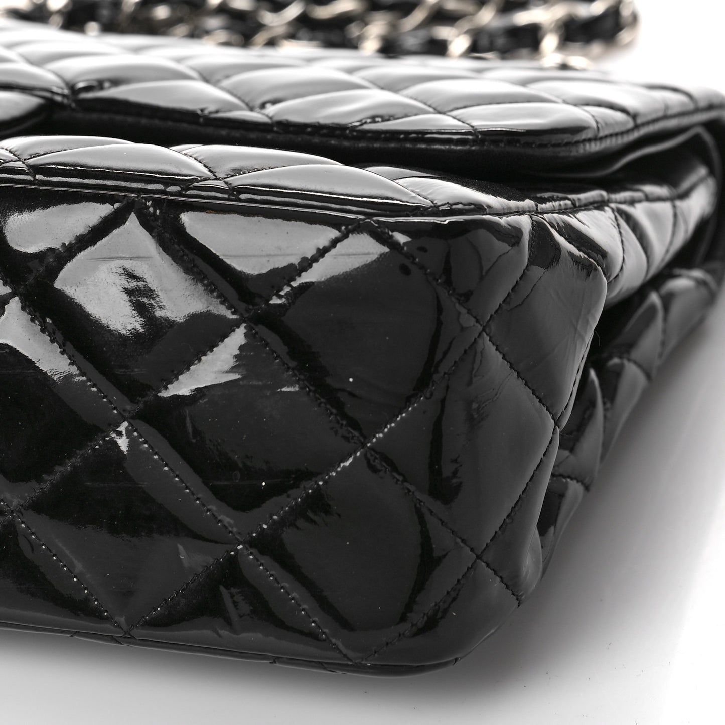 Patent Quilted Jumbo Double Flap Black