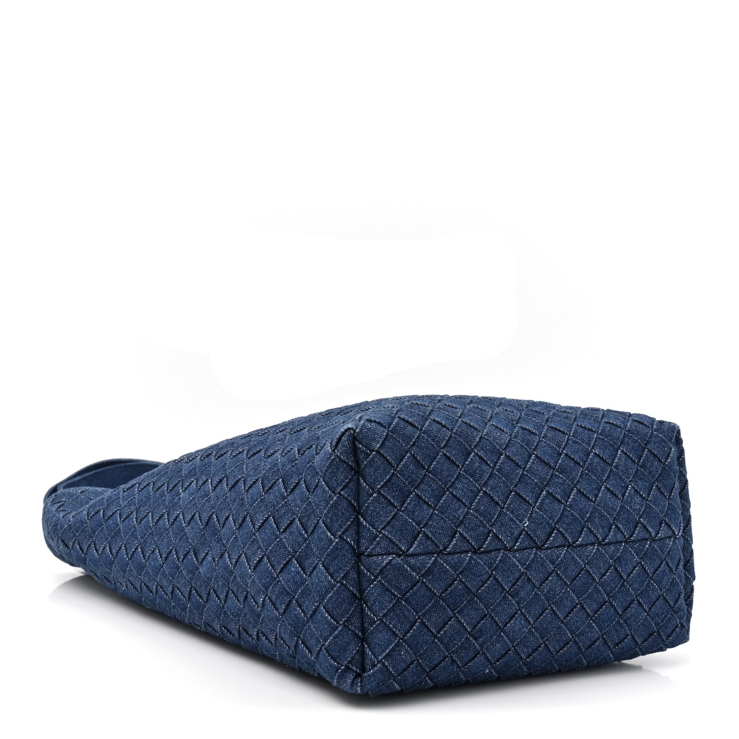 Denim Intrecciato Small Shopper Tote Blue