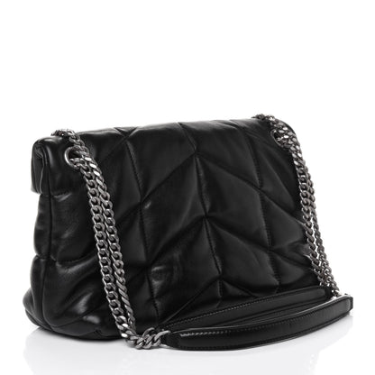 Saint Laurent Lambskin Quilted Small Loulou Puffer Monogram Chain Satchel Black 2 of 4