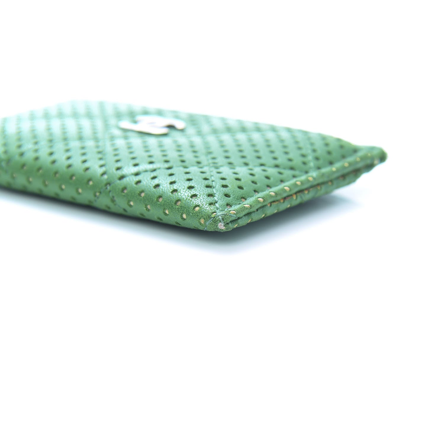 Chanel Perforated Lambskin Quilted Card Holder Green 10 of 12