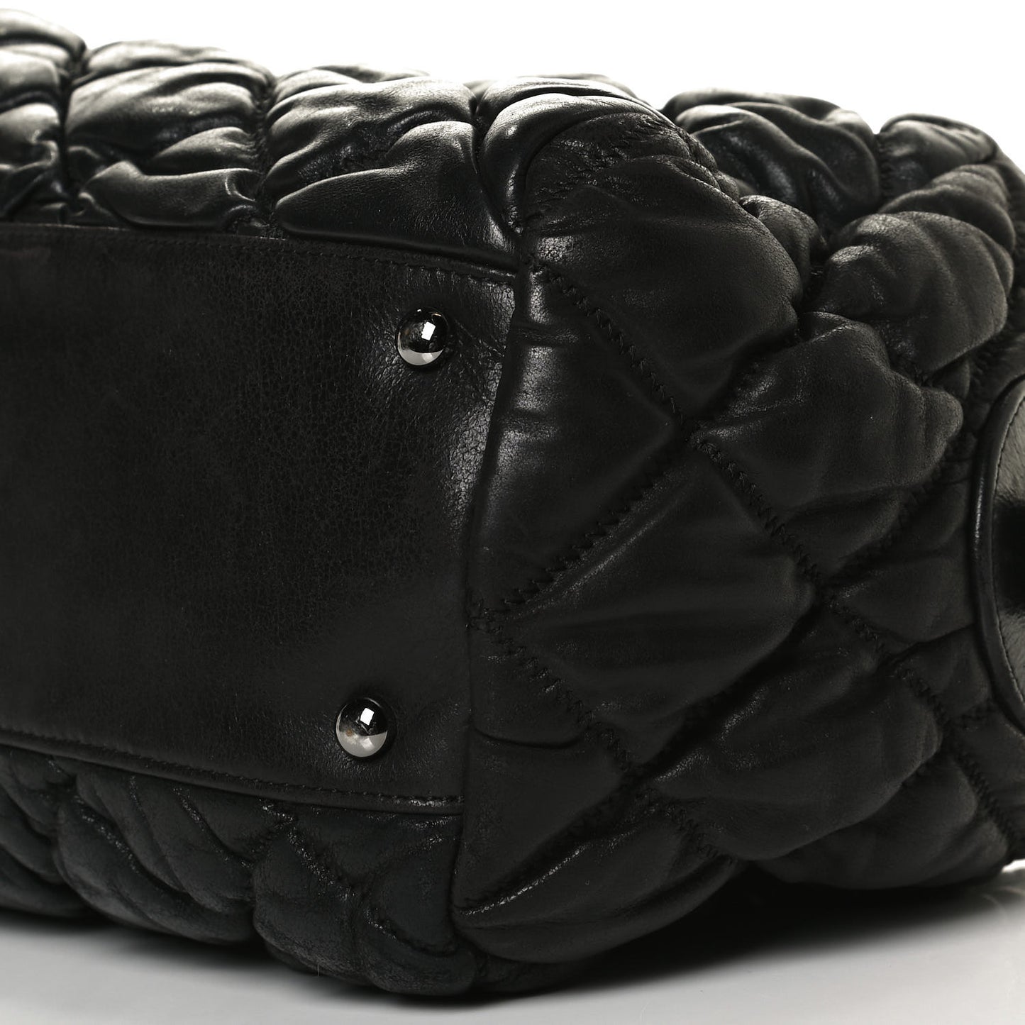 Calfskin Bubble Quilt Bowler Black