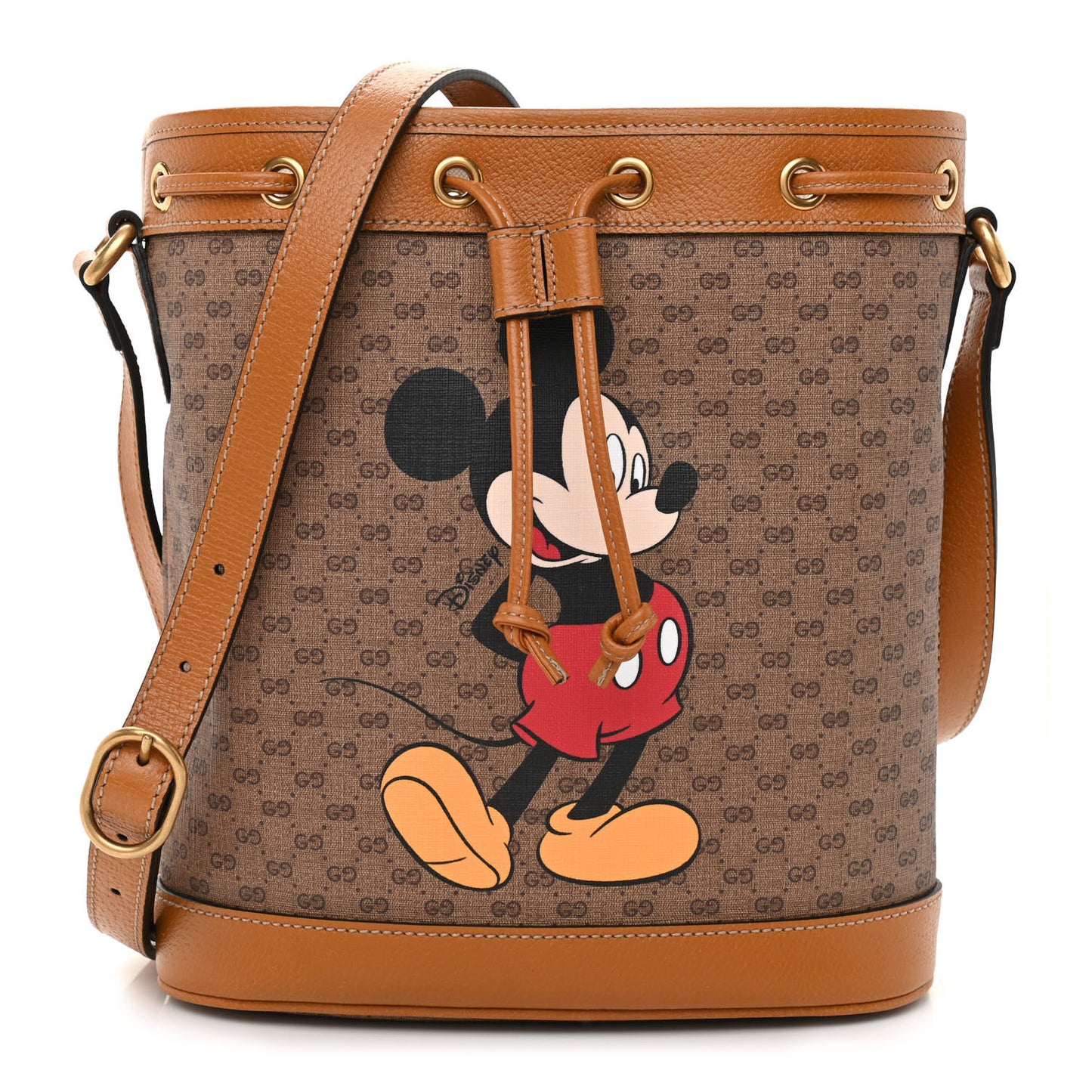 X DISNEY Mini Vintage GG Supreme Monogram Bucket Bag Beige Vintage Sun Oil