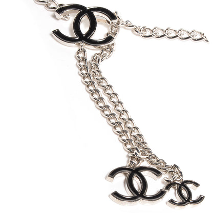 Chanel Enamel CC Ceinture Fantai Adjustable Belt Silver Black 2 of 5