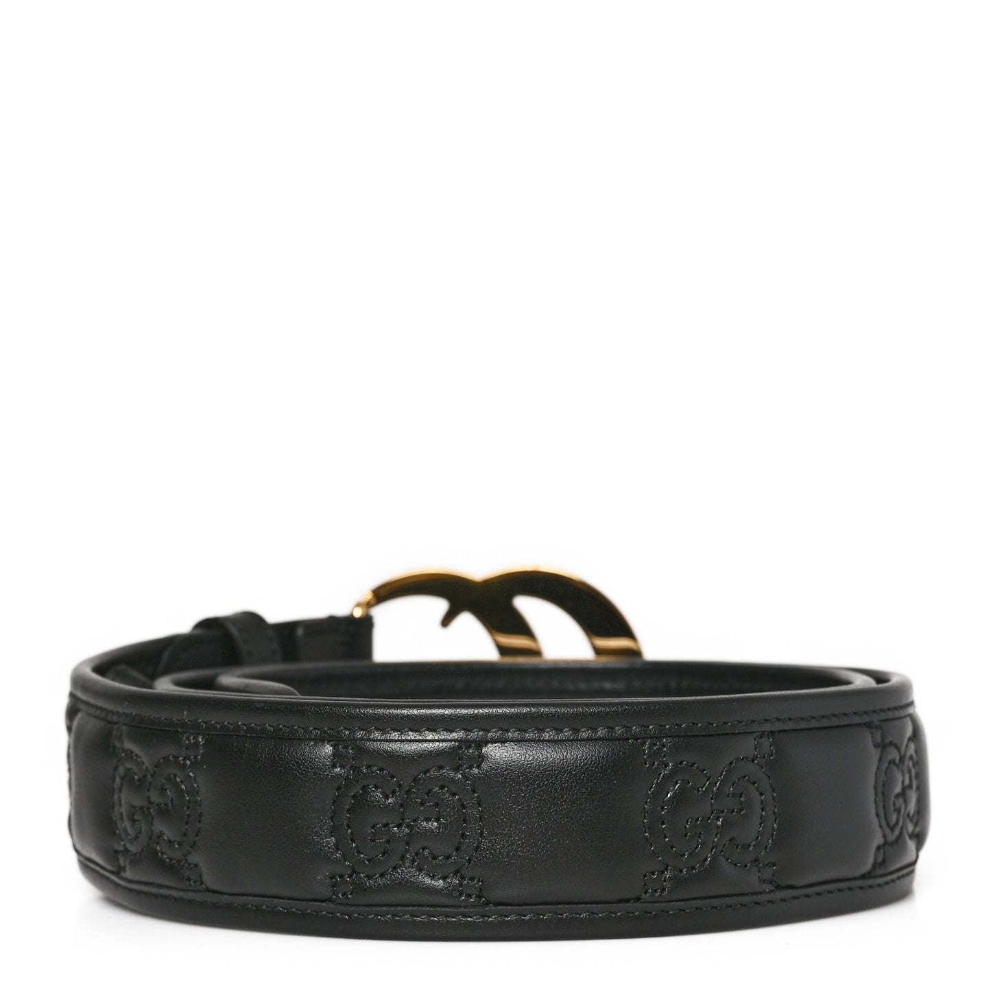 Calfskin GG Matelasse Belt 100 40 Black